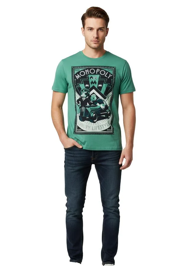 Take Two Monopoly Men Green Short Sleeve T-Shirt