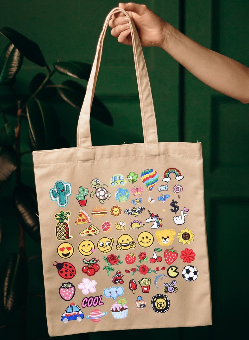 Excefore Embroidered Iron on Patches, 60 Pcs Bright Colors Cute Sew On Applique Patches for Clothing, DIY Patch for Clothing Sew On Set, Iron on Patches for Jeans Dress Clothing Hats Bags Arts Crafts - Image 2