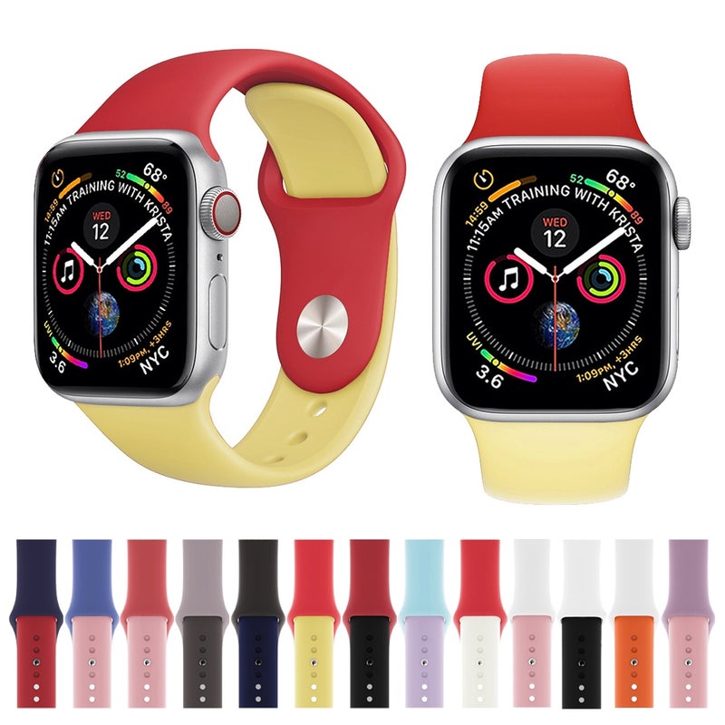 Double Color Silicone Watch Band for Apple Watch Series 3 & 2 & 1 38mm (Purple+Light Pink)