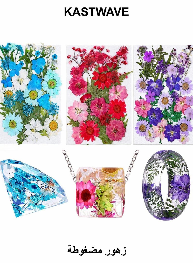 KASTWAVE Dried Pressed Flowers for Resin, 100Pcs Real Pressed Flowers Dry Leaves Bulk Natural Herbs Kit - Image 1