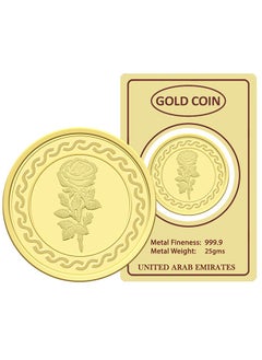 25g Gold Coin with Flower & UAE Heritage Building Design - 25 Grams 24KT 999.9 Purity