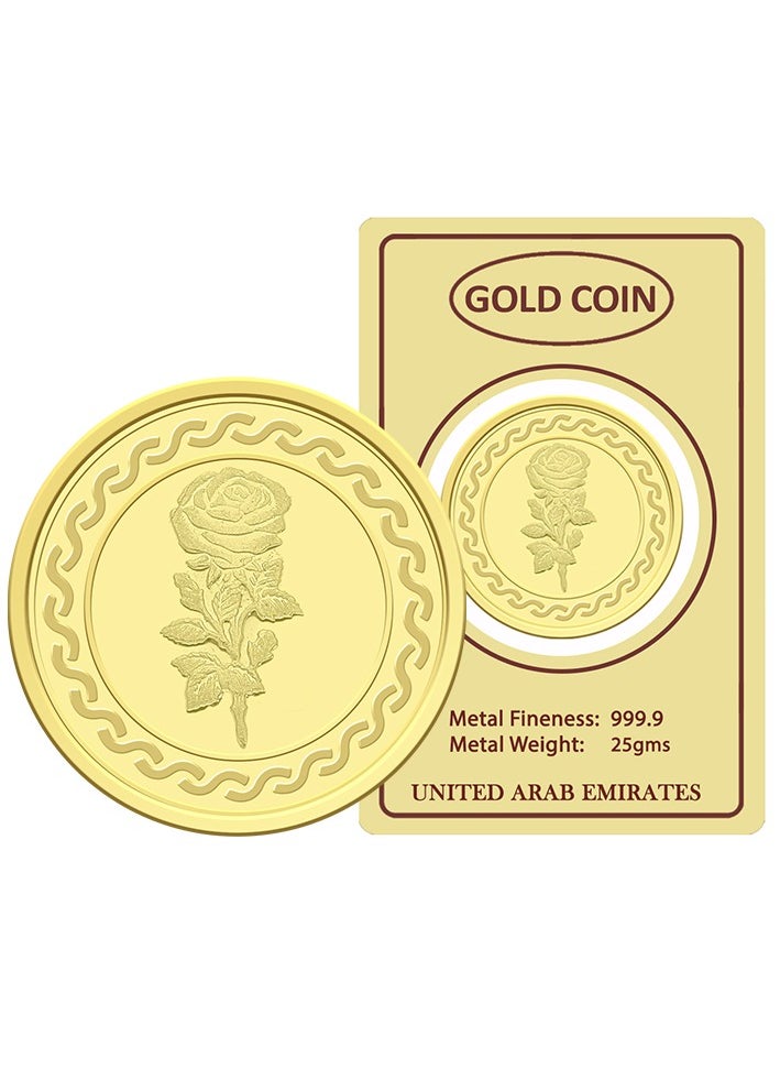 FK Jewellers - 25g Gold Coin with Flower & UAE Heritage Building Design - 25 Grams 24KT 999.9 Purity - Image 1