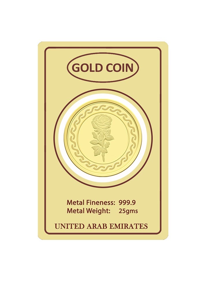 FK Jewellers - 25g Gold Coin with Flower & UAE Heritage Building Design - 25 Grams 24KT 999.9 Purity - Image 1