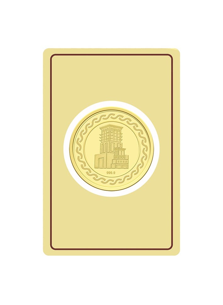FK Jewellers - 25g Gold Coin with Flower & UAE Heritage Building Design - 25 Grams 24KT 999.9 Purity - Image 1