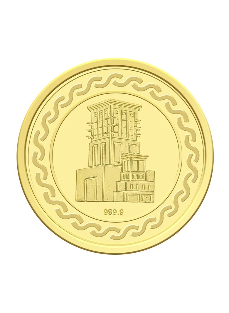 FK Jewellers - 25g Gold Coin with Flower & UAE Heritage Building Design - 25 Grams 24KT 999.9 Purity - Image 1