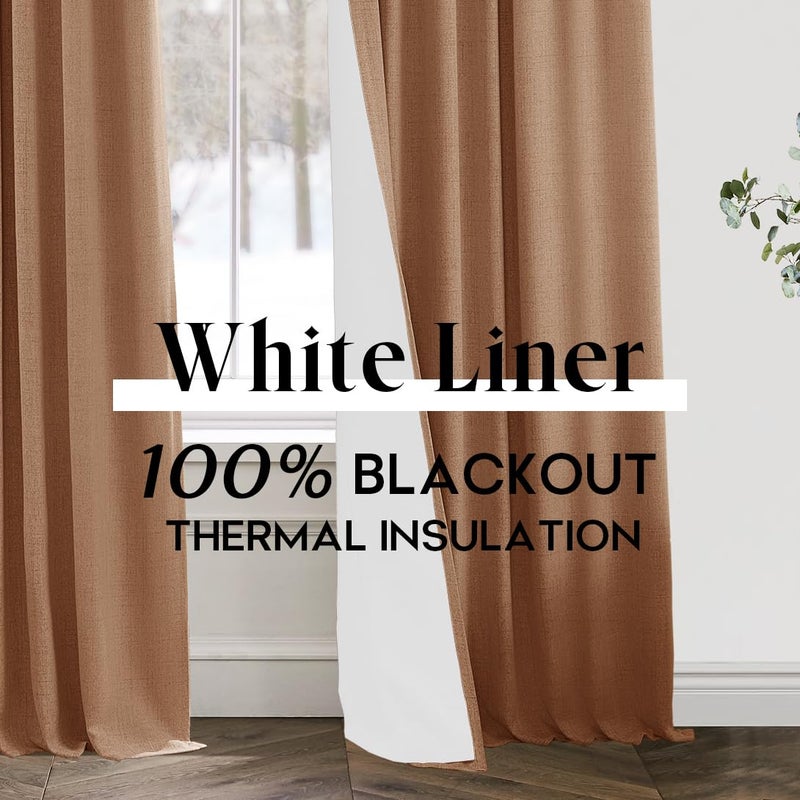 PANELSBURG Rustic Farmhouse Living Room Curtains 84 Inches Long Terracotta Rust Colored Blackout Linen Boho Western Curtains for Bedroom Home Office Nursery - Image 5
