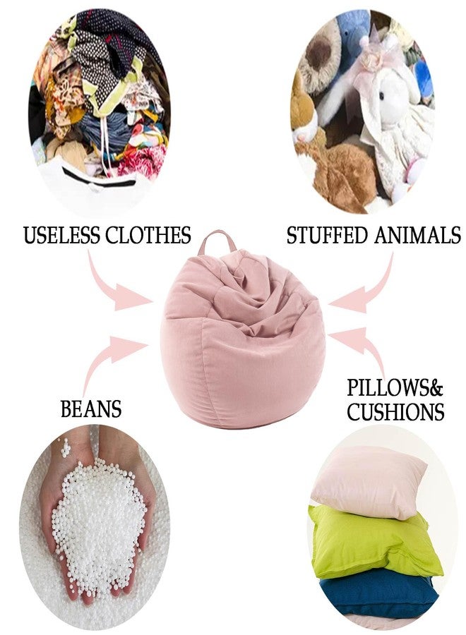 LPMOERA Stuffed Animal Storage Bean Bag Chair Cover (No Filler) For Kids and Adults.Soft Stuffable Bean Bag For Organizing Children Plush Toys or Memory Foam Caramel S for Kids - Image 3