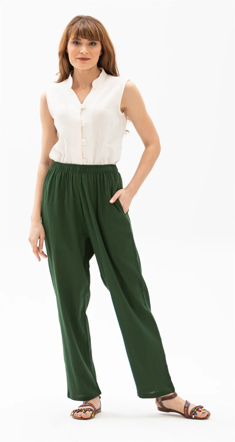 Eliş Şile Bezi Şile Bezi Unisex Şalvar Pantolon Yeşil Ysl