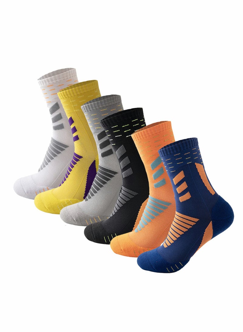 Excefore Sports Socks Compression Quarter Crew Socks Thick Cushioned Athletic Socks for Men Women Running Cycling Hiking Gym 6 Pack - Image 1