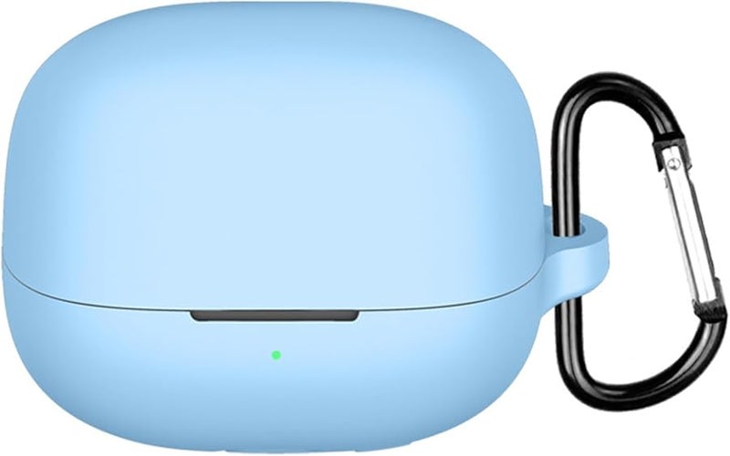 Sky Blue Silicone Cover Case Compatible for Buds5Pro Earbuds Anti Dust Drop Proof with Carabiner - Image 2