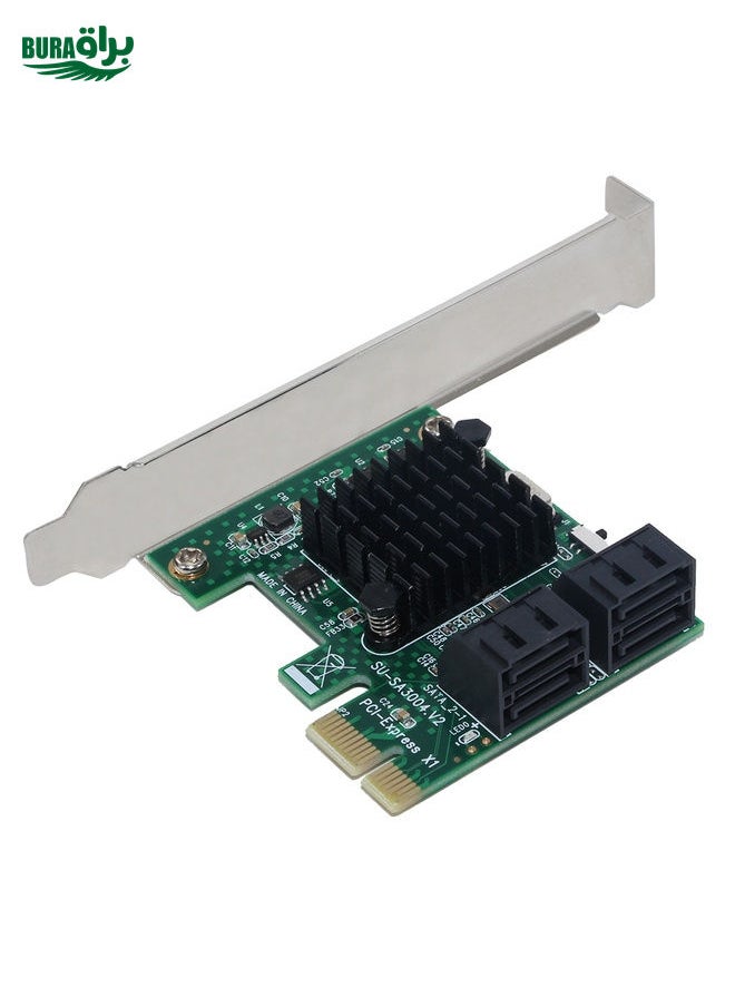 BURAQ PCI Express 4 Port PCI-E X1/X4/X8/X16 Converter PCIE to SATA Expansion Adapter  - Image 2