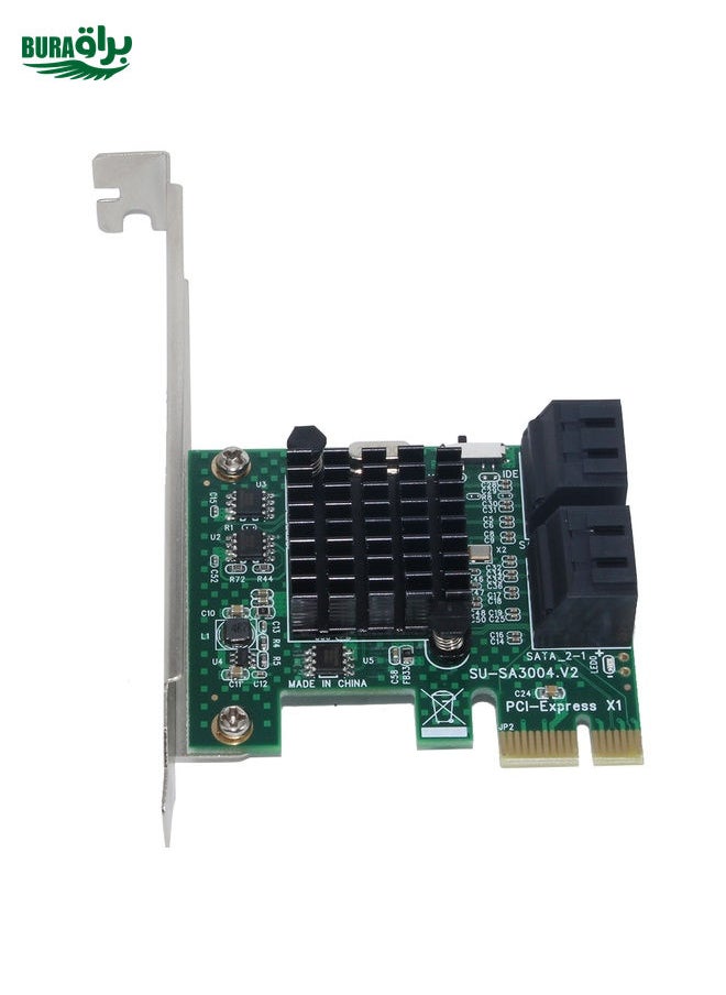 BURAQ PCI Express 4 Port PCI-E X1/X4/X8/X16 Converter PCIE to SATA Expansion Adapter  - Image 1