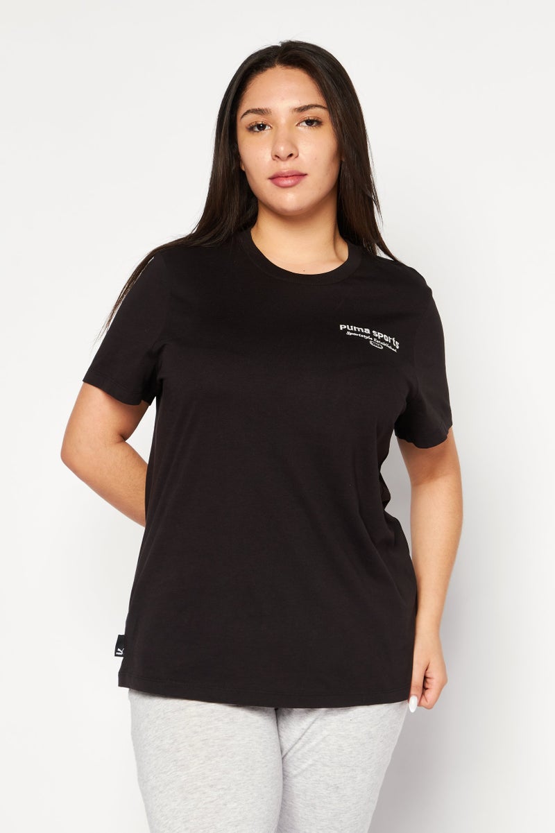 PUMA تي شيرت تدريب قصير الأكمام للنساء، أسود - Image 1