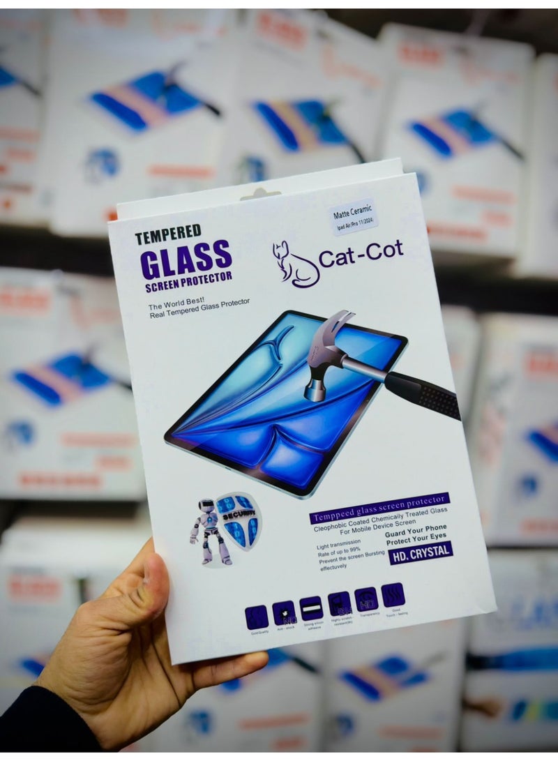 واقي شاشة من الزجاج المقوى من السيراميك غير اللامع لجهاز iPad Pro مقاس 13 بوصة (2024) - لاصق سيليكون قوي مقاوم للخدش بدرجة عالية وملمس جيد