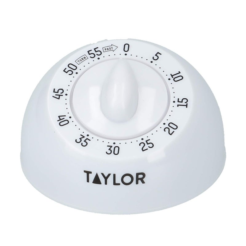 Taylor مؤقت مطبخ تايلور، إنذار دوار ميكانيكي كلاسيكي للطهي والخبز، 60 دقيقة، أبيض - Image 2