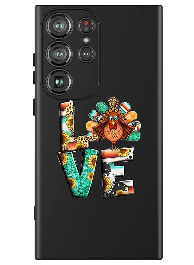 Theodor Protective Slim Fit Case Liquid Silicone Cover with Full Body Protection Anti-Scratch Shockproof Case For Samsung Galaxy S24 Ultra (Black) - Love - Image 1