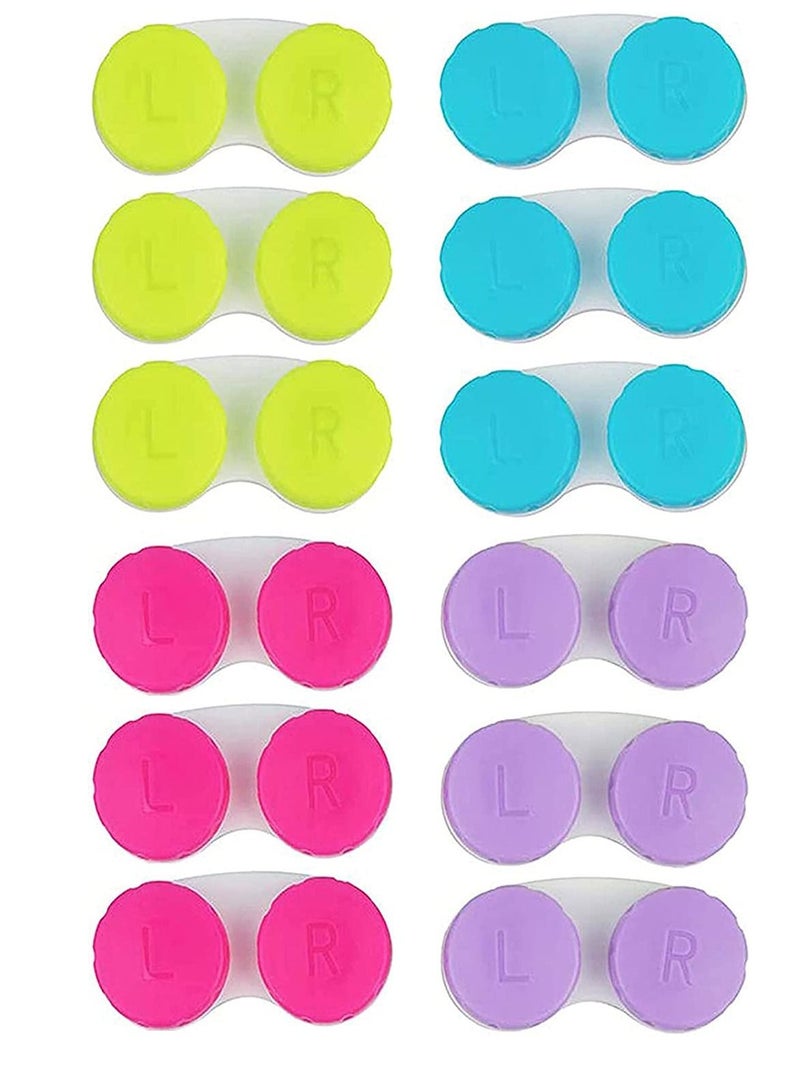 SYOSI Contact Lens Case Box Colorful Holder Container with Soak Storage Kit Portable Mini Contact Lens Protect Your Eyes by Changing Your Lens Case Monthly 12 Pack Pink Blue Purple Green  - Image 1