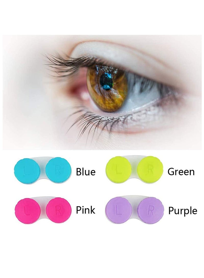 SYOSI Contact Lens Case Box Colorful Holder Container with Soak Storage Kit Portable Mini Contact Lens Protect Your Eyes by Changing Your Lens Case Monthly 12 Pack Pink Blue Purple Green  - Image 3