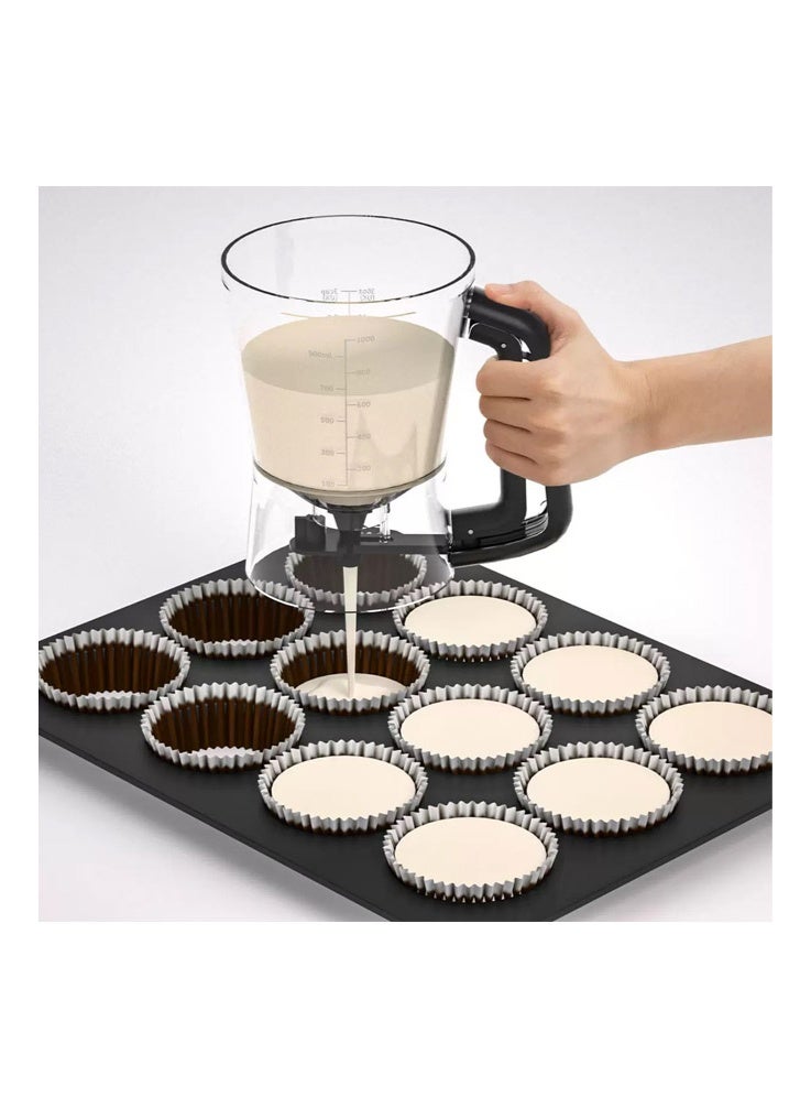 أي هوم موزع خليط البانكيك مع علامات قياس - أداة أساسية في المطبخ لتحضير البانكيك والفطائر والكعك والكريب بشكل مثالي - قمع سهل الصب للخبز والشوي. - Image 1