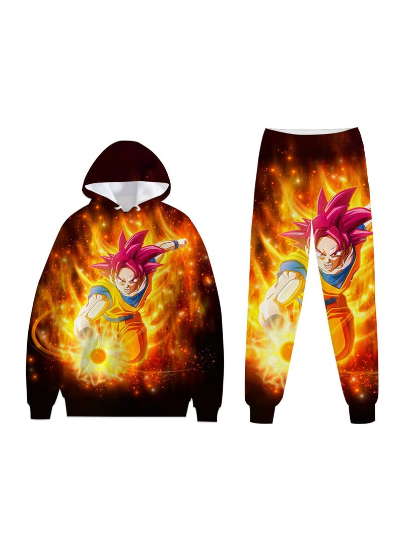 KUYING New Dragon Ball 3D Digital Printed Hooded Sweatshirt And Pants Set  - Image 1