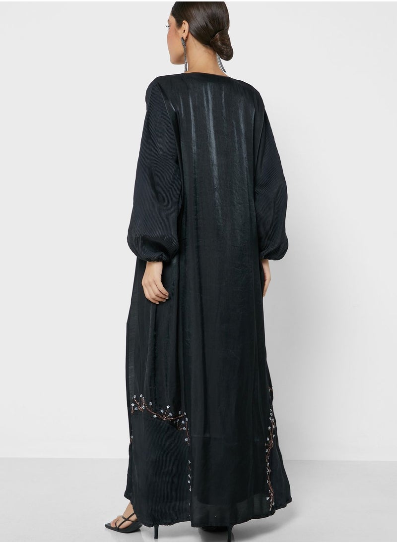 Moistreet - Pleated Longline Abaya - Image 1