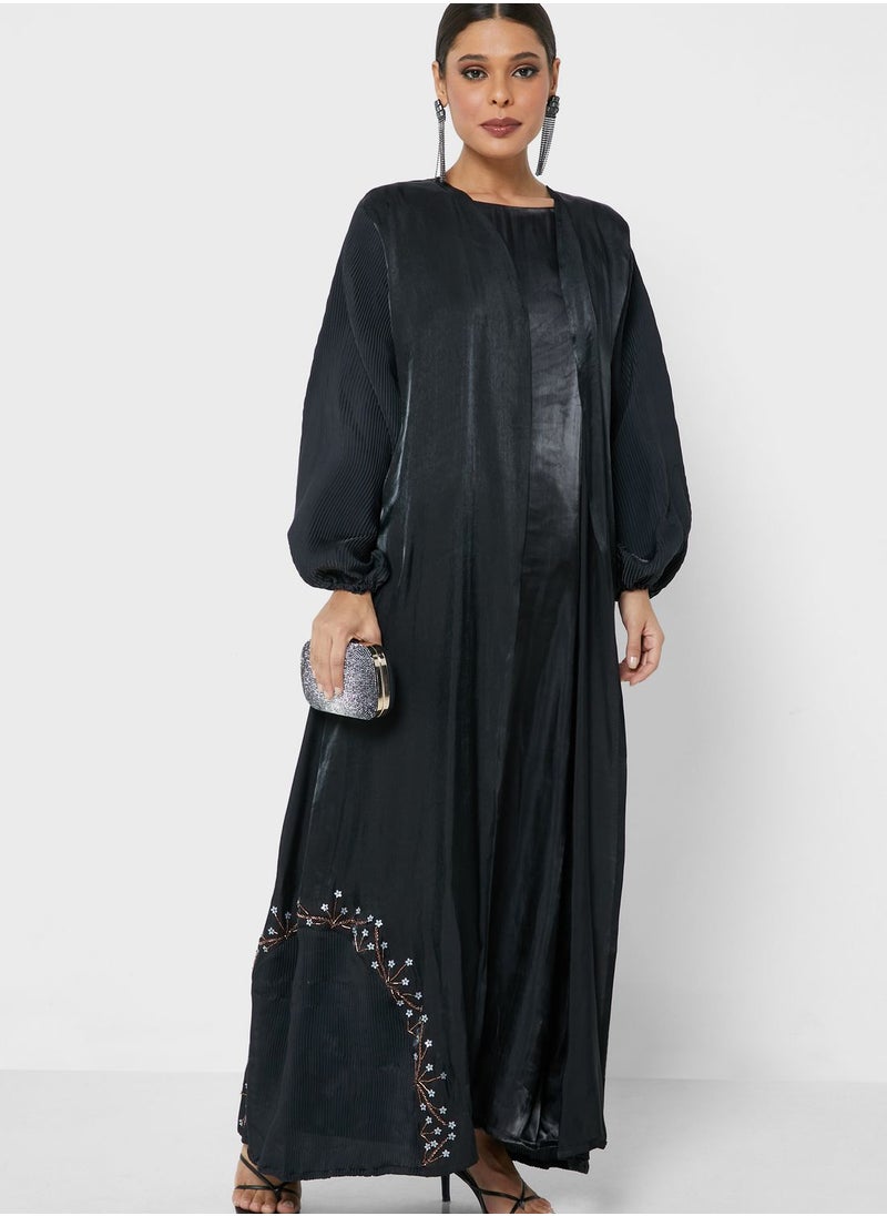 Moistreet - Pleated Longline Abaya - Image 1