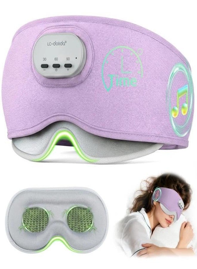 LC-dolida Voice Control Bluetooth Sleep Mask, Bamboo Cotton Bluetooth Sleep Headphones with 3D Zero-Pressure Cups and Timer Setting, Total Blackout Sleep Eye Mask for Side Sleepers (Purple - Image 1