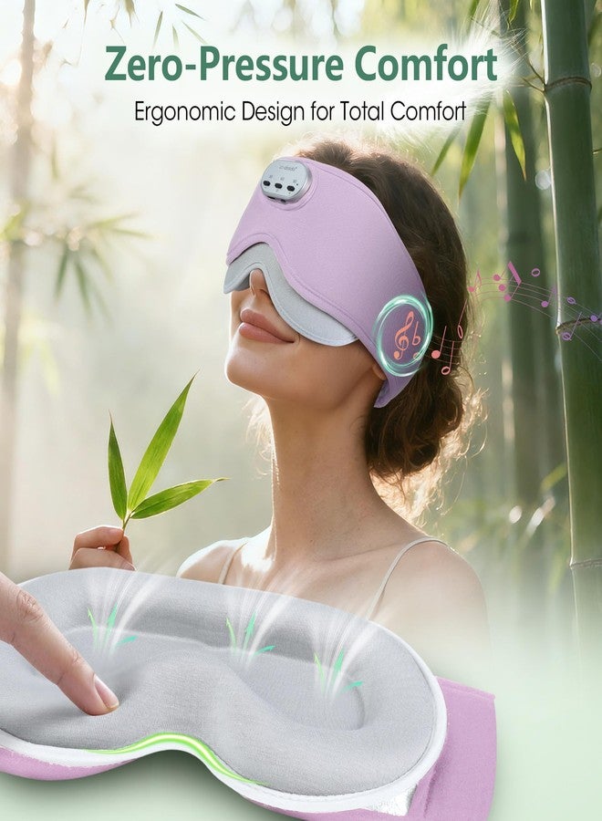 LC-dolida Voice Control Bluetooth Sleep Mask, Bamboo Cotton Bluetooth Sleep Headphones with 3D Zero-Pressure Cups and Timer Setting, Total Blackout Sleep Eye Mask for Side Sleepers (Purple - Image 5
