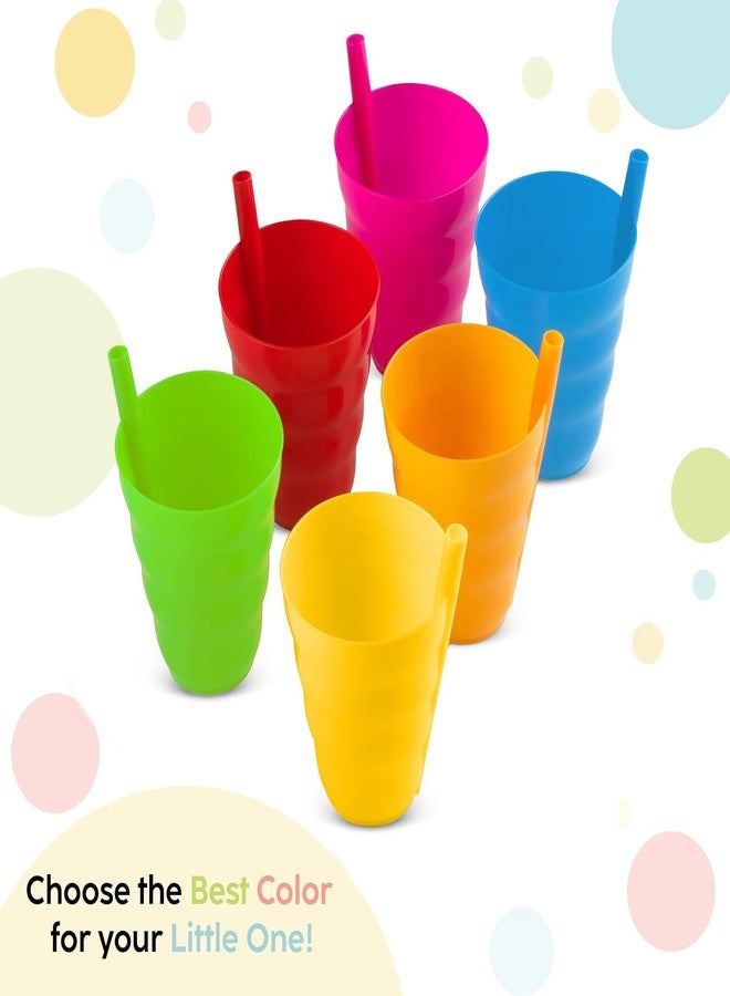 PLASKIDY Kids Cups with Straw - Set of 6 Toddler Cups with Built‑In Straw 10 Oz BPA-Free Plastic Drinking Cups for Kids Top Rack Dishwasher Safe - Image 3