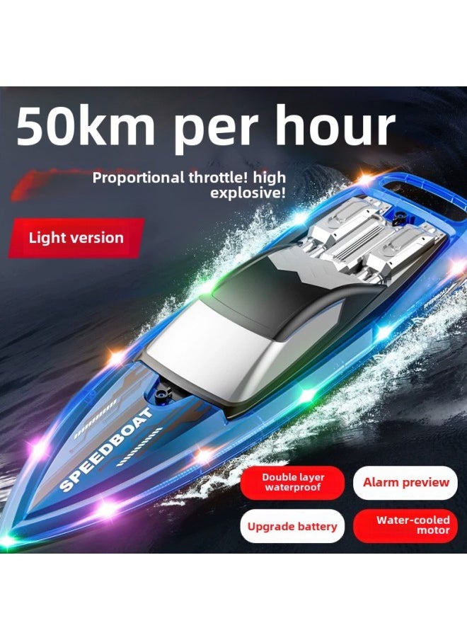 Generic - Children's Super-large Remote Control Boat Charging High-speed Remote Control Speedboat High-horsepower Ship Boy Water Large Toy Model-Color:Shiny Blue Large 43cm Double Paddle High Speed Boat Double Waterproof - High Speed Edition-Specifications:Standard Single Battery With 30 Minutes + Lifetime Warranty - Image 1