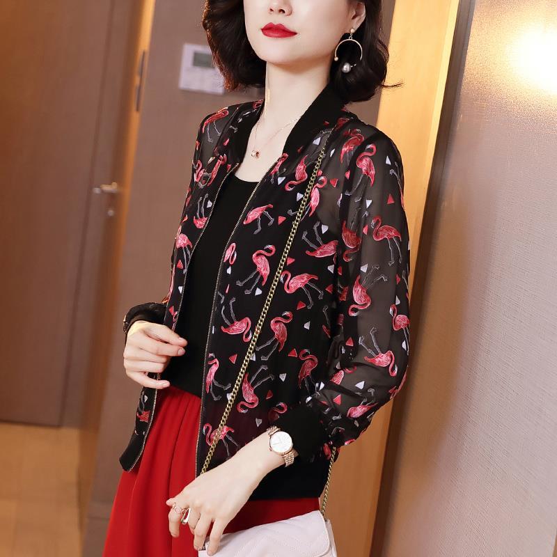 2024 Summer New Large Size Loose Fit Jacket Cardigan Top Short Jacket Trendy Printing Sun Protection Baseball Uniform For Women 3058# 