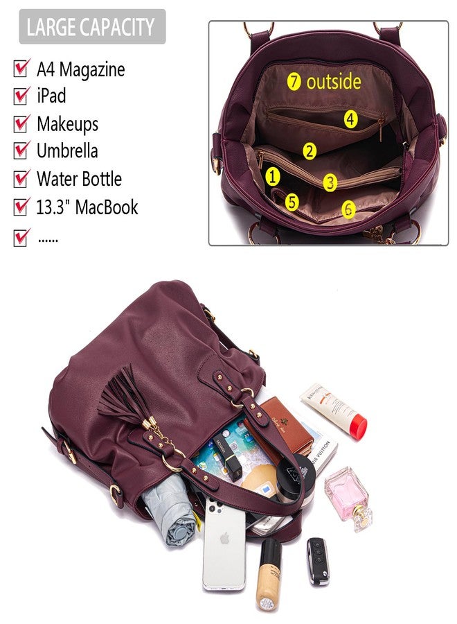 Soperwillton Fashion Handbag for Women Shoulder Bag Top Handle Satchel Hobo Tote Bag Purse Set 4pcs - Image 5