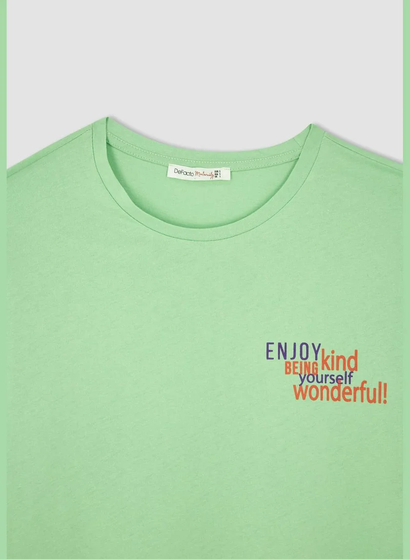 DeFacto Regular Fit Short Sleeve Slogan Print Maternity T-Shirt