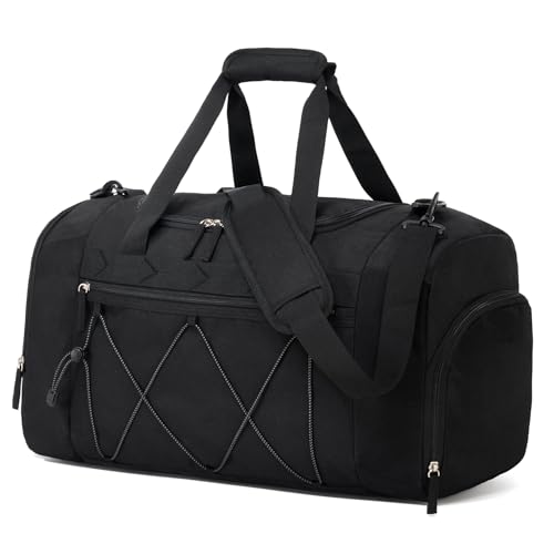 Vorspack Gym Bag for Men - 21 Inches Duffle Bag for Travel Water-resistant Travel Bag with Shoe Compartment Wet Pocket Duffel Bag for Gym Sports Travel Weekender Overnight - Black - Image 1