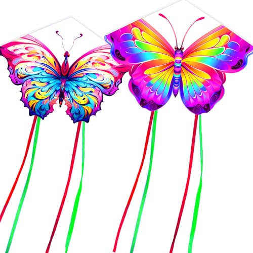 HENGDA KITE 2 Pack Butterfly Kitefor Kids and AdultsEasy to FlyExcellent Fabric and Structure DesignThe Pictures are Beautiful in high DefinitionSuitable for Beginners31x22 - Image 1