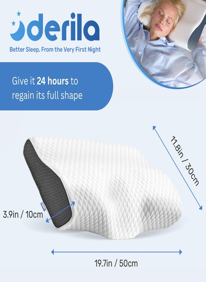 Derila Cervical Memory Foam Pillow | The Ergonomic Bed Pillows for Side, Back, Stomach Sleepers. Neck Contoured Support Pillow Improves Sleep. Wake up Refreshed with Neck & Shoulder Pain Relief - Image 3