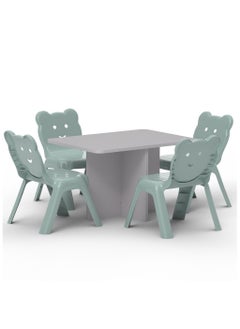 Mahmayi CH01 Ergonomic Child Desk(80X50) Light Grey with 4 X CHC1 Child Plastic Chair Light Grey Combo