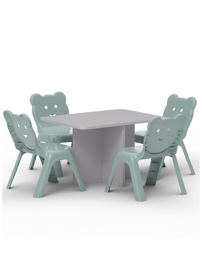 Mahmayi - Mahmayi CH01 Ergonomic Child Desk(80X50) Light Grey with 4 X CHC1 Child Plastic Chair Light Grey Combo - Image 1