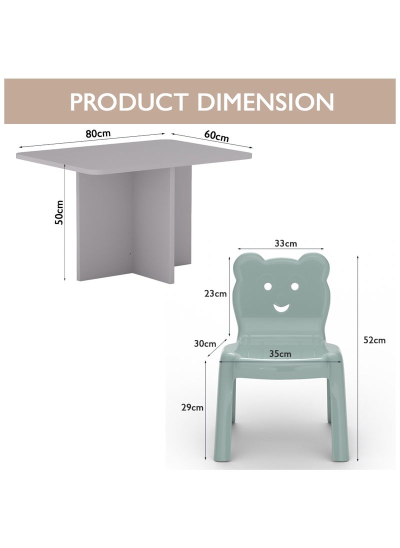 Mahmayi - Mahmayi CH01 Ergonomic Child Desk(80X50) Light Grey with 4 X CHC1 Child Plastic Chair Light Grey Combo - Image 1