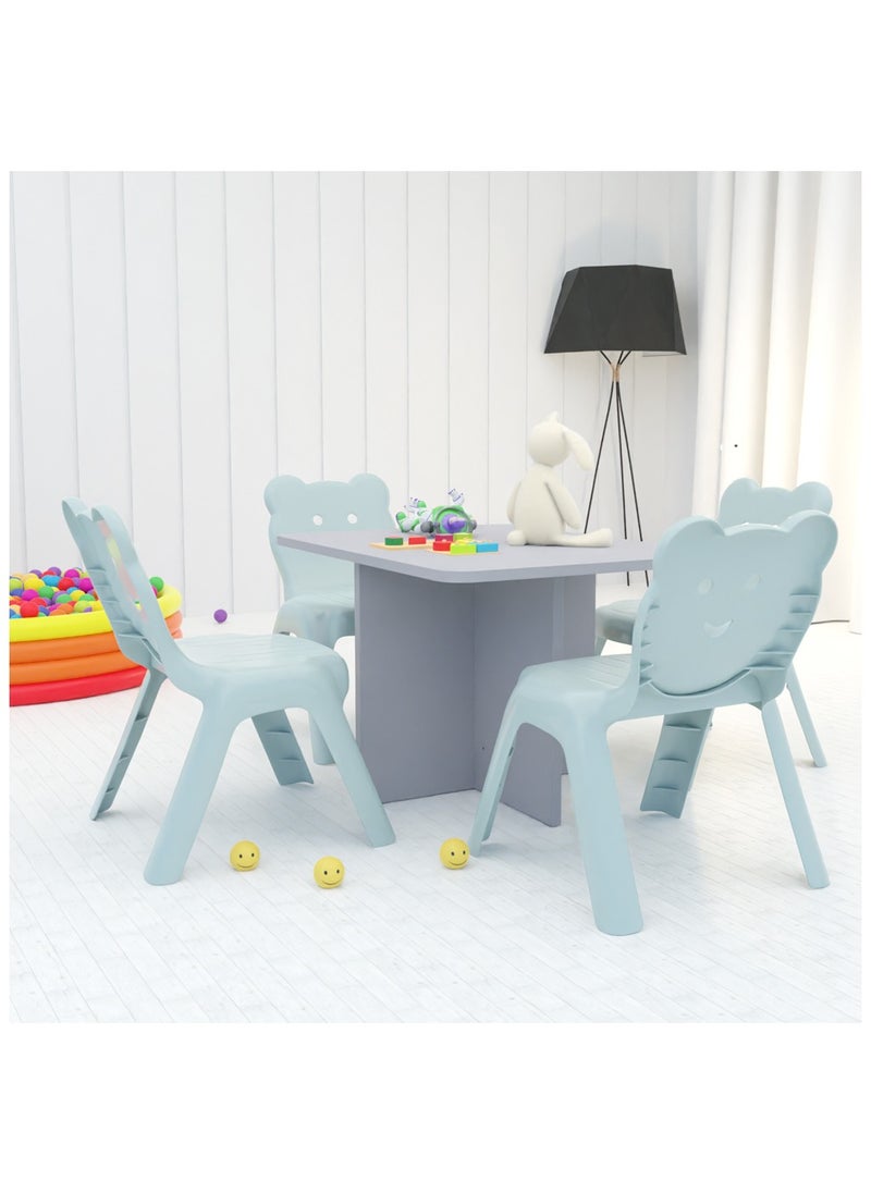 Mahmayi - Mahmayi CH01 Ergonomic Child Desk(80X50) Light Grey with 4 X CHC1 Child Plastic Chair Light Grey Combo - Image 1