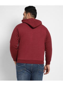 Instafab Plus Instafab Plus Men's Maroon Red Pullover Hoodie With Contrast Drawstring  - Image 4