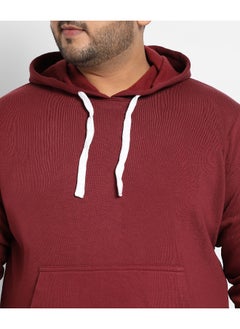 Instafab Plus Instafab Plus Men's Maroon Red Pullover Hoodie With Contrast Drawstring  - Image 3