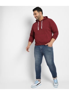 Instafab Plus Instafab Plus Men's Maroon Red Pullover Hoodie With Contrast Drawstring  - Image 1