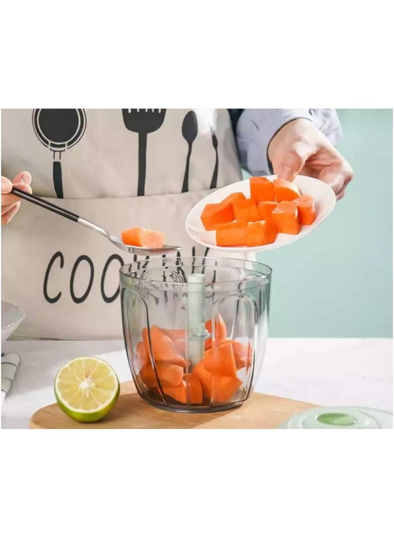 ARTC ARTC Small Hand Pull Manual Mini Chopper Mincer With 5 Stainless Steel Blades Attachment For Vegetables Nuts Fruits Meat 950ML Beige  - Image 4
