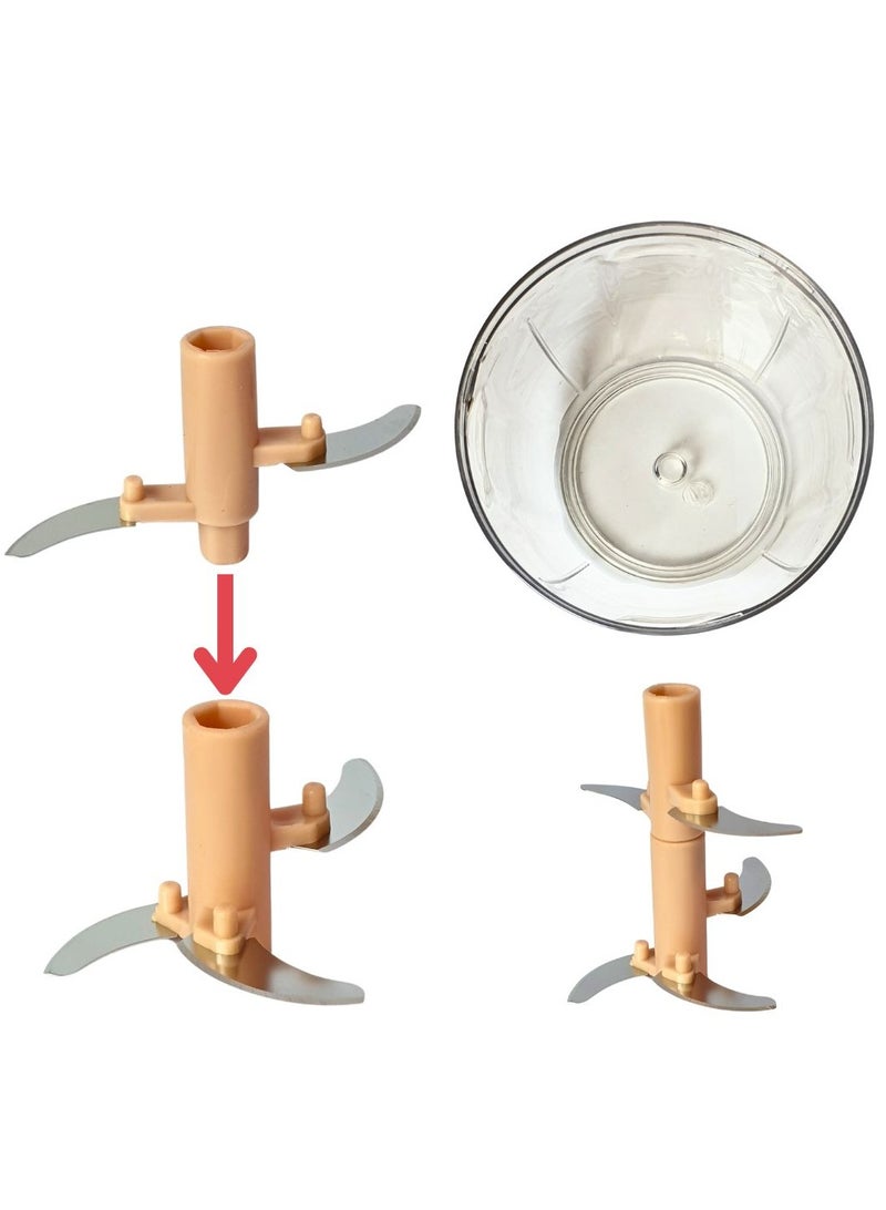 ARTC ARTC Small Hand Pull Manual Mini Chopper Mincer With 5 Stainless Steel Blades Attachment For Vegetables Nuts Fruits Meat 950ML Beige  - Image 3