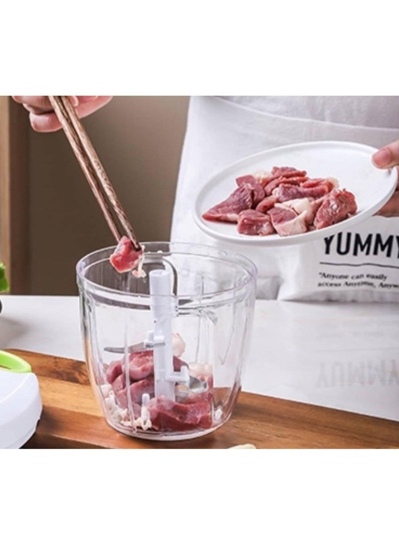 ARTC ARTC Small Hand Pull Manual Mini Chopper Mincer With 5 Stainless Steel Blades Attachment For Vegetables Nuts Fruits Meat 950ML Beige  - Image 5
