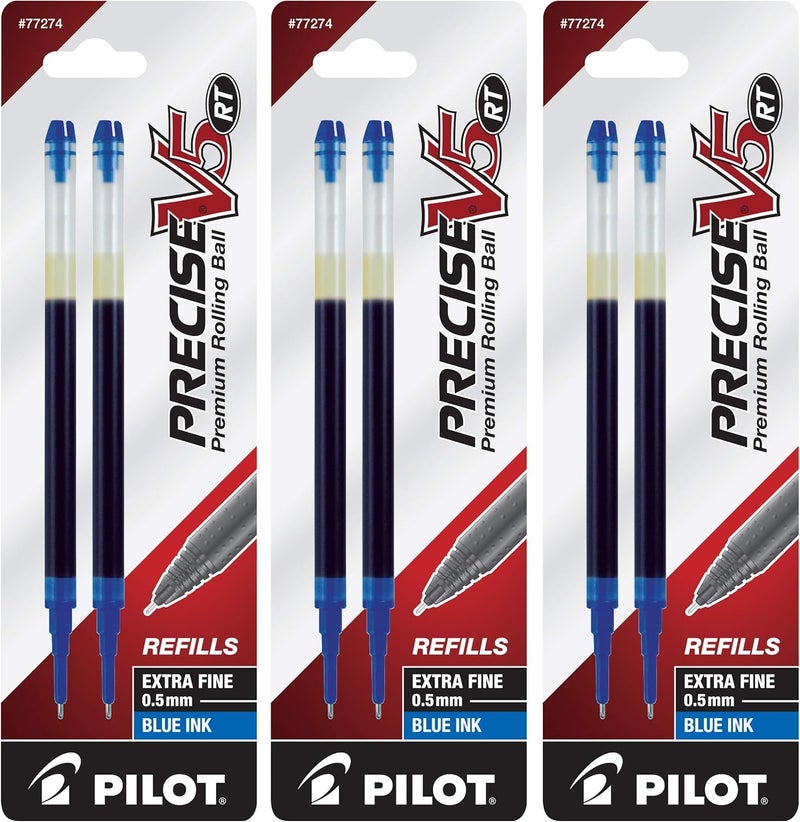 PILOT , Precise V5 RT Liquid Ink Refills, Extra Fine Point 0.5 mm, Blue, Pack of 6 - Image 1