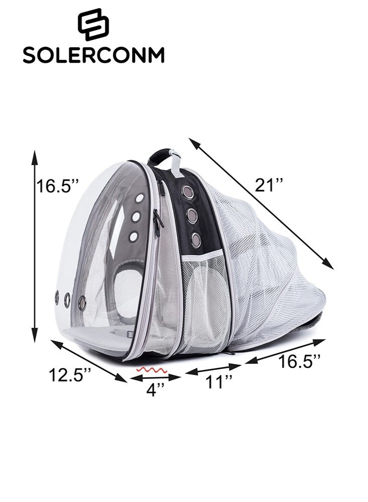 Solerconm Dual Expandable Cat & Dog Backpack Carrier – Front & Back Extension Pet Travel Backpack with Bubble Window – Fits Pets up to 20 lbs – Ideal for Hiking & Outdoor Use (CL-BLK, Dual Extension) - Image 2