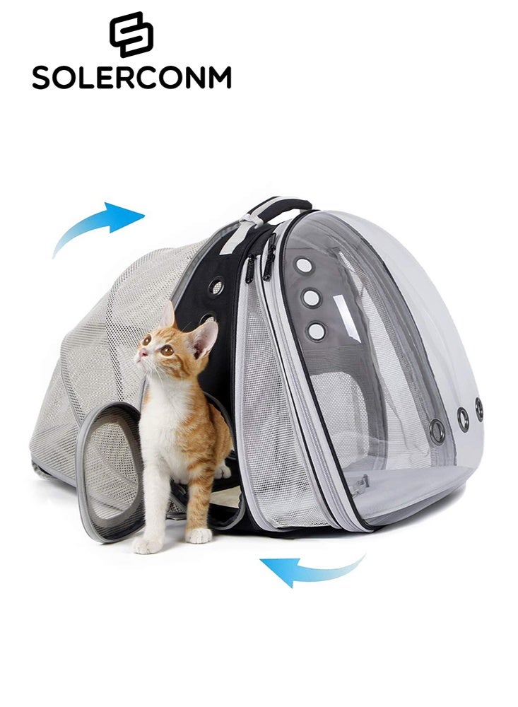 Solerconm Dual Expandable Cat & Dog Backpack Carrier – Front & Back Extension Pet Travel Backpack with Bubble Window – Fits Pets up to 20 lbs – Ideal for Hiking & Outdoor Use (CL-BLK, Dual Extension) - Image 1