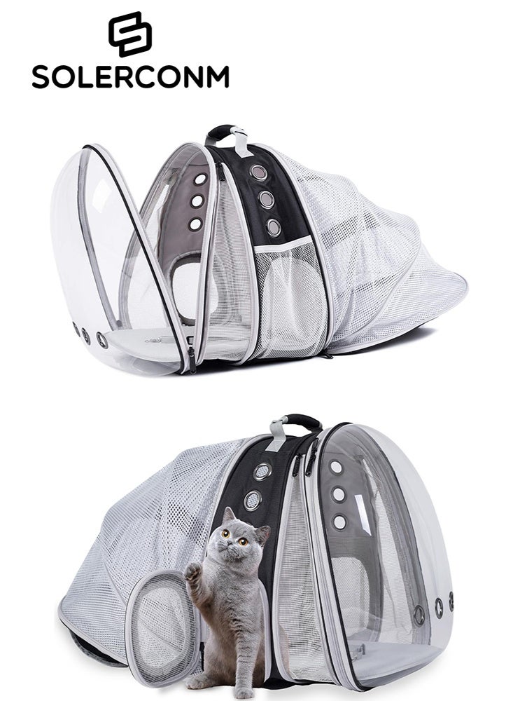 Solerconm Dual Expandable Cat & Dog Backpack Carrier – Front & Back Extension Pet Travel Backpack with Bubble Window – Fits Pets up to 20 lbs – Ideal for Hiking & Outdoor Use (CL-BLK, Dual Extension) - Image 3